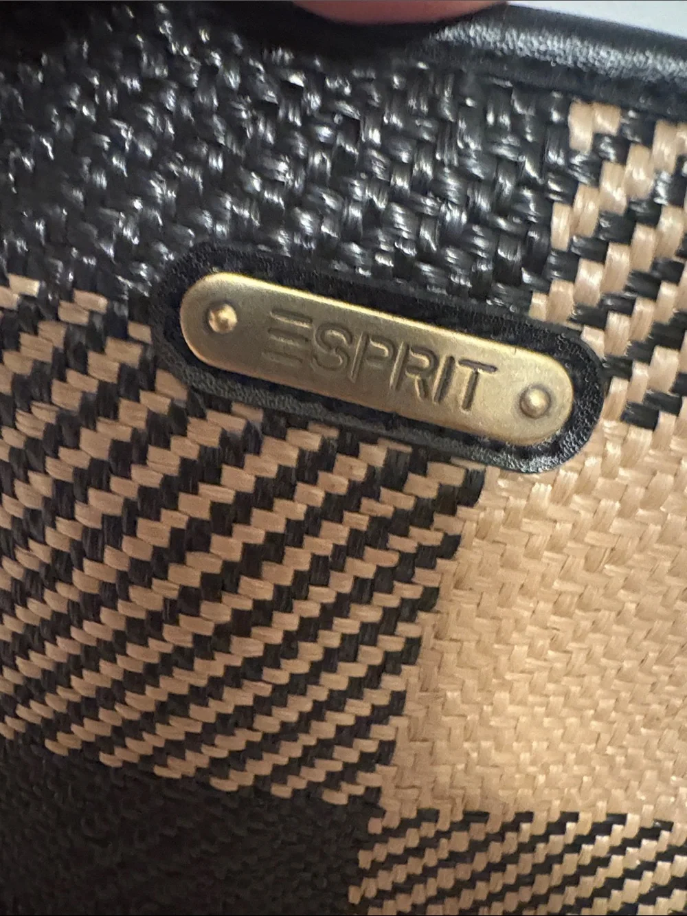 Vintage Esprit Black and Tan Plaid Crossbody Bag